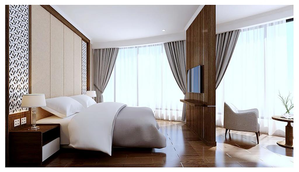 Guests can choose from a large bed or two single beds with a sea view. The large balcony allows you to enjoy the panoramic view of Nha Trang Bay.