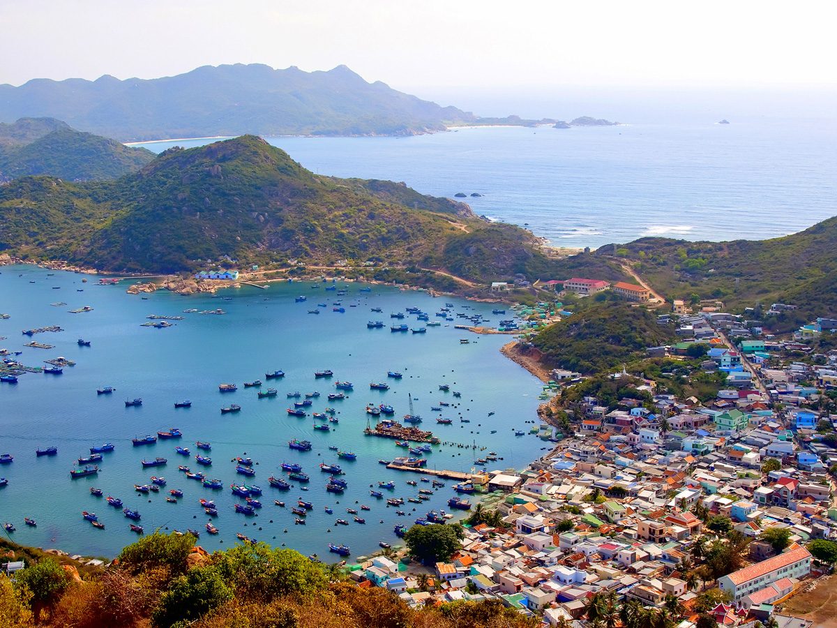 Cam Ranh Bay in the moment of capturing the view from above 
