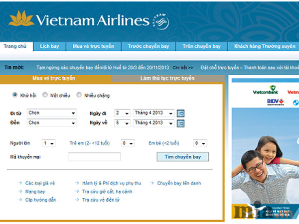 Bảng giá vé máy bay Vietnam Airlines quốc tế tháng 7/2016