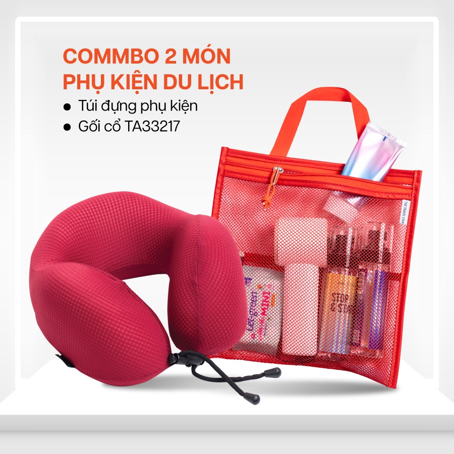  Combo 2 Món Phụ Kiện Túi Phụ Kiện The Travel Star Mesh Travel Pouch + Gối Cổ Du Lịch Travel Neck Pillow