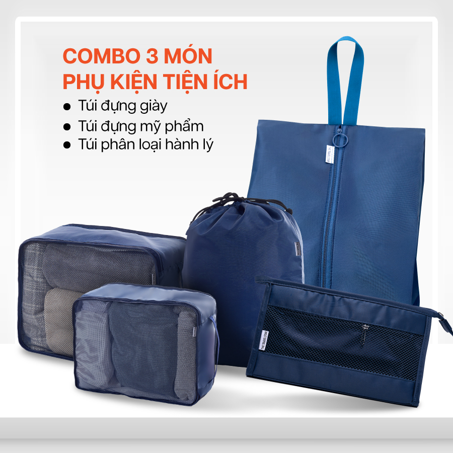  Combo Phụ Kiện: Túi Đựng Giày The Travel Star Compact Shoe Bag + Túi Phân Loại Hành Lý The Travel Star Foldable Travel Set 3In1 + Túi Mỹ Phẩm The Travel Star Cosmetics Bag 