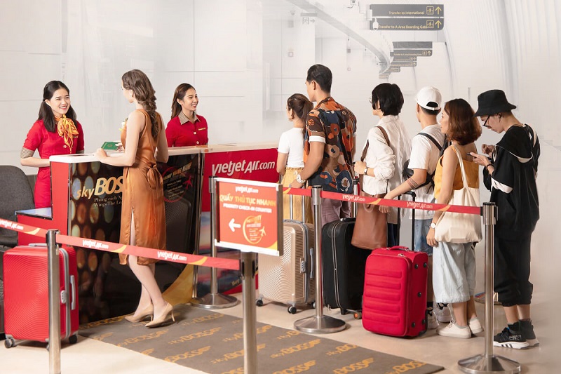 Quầy check in Vietjet, Pacific Airlines và Vietravel Airlines tại sân bay Tân Sơn Nhất và Nội Bài 8