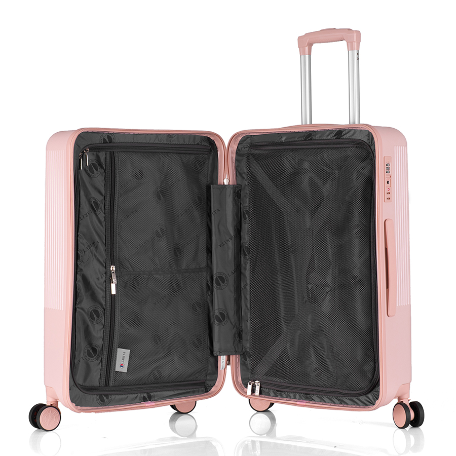 Vali kéo nhựa dẻo Combo 3 Vali Larita Vela Size S + M + L Pink